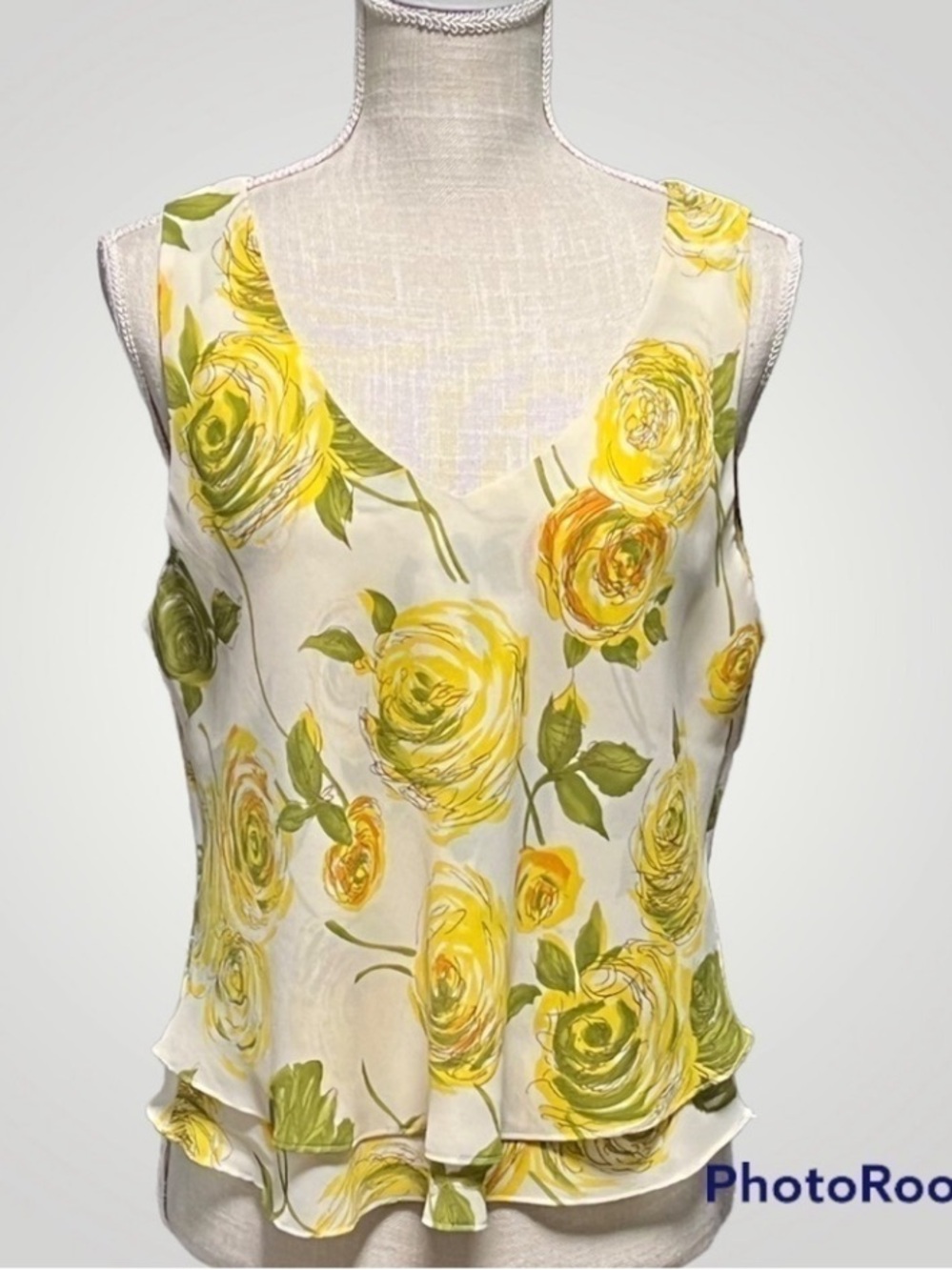 Rialto Collection by Joy Perreras yellow Floral sleeveless Layered top